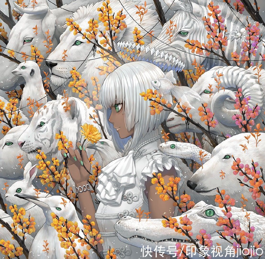 jiojio|五彩斑斓的白色系插画,霸气的画风,细节满满