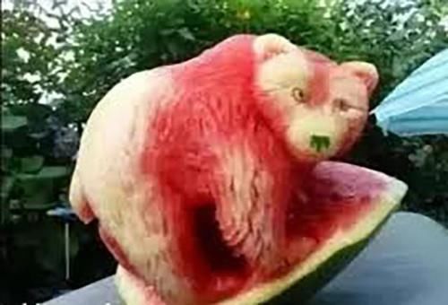 韩国|日本小鸟西瓜,韩国狮形西瓜,迪拜雕刻西瓜,看中国后逗我呢