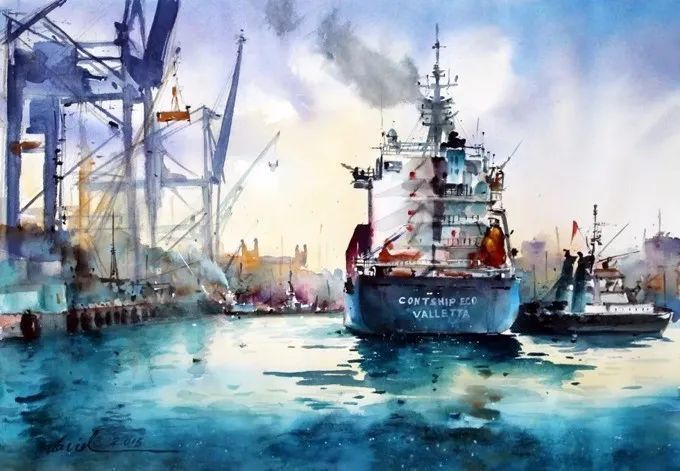 画面!极具美感的蓝绿水彩色调,如此画面,令人爱不舍手