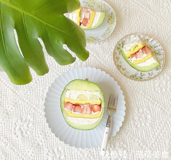 玉米油|无需烤箱无需裱花,香甜细腻的冰蜜瓜蛋糕,手残党也能轻松完成