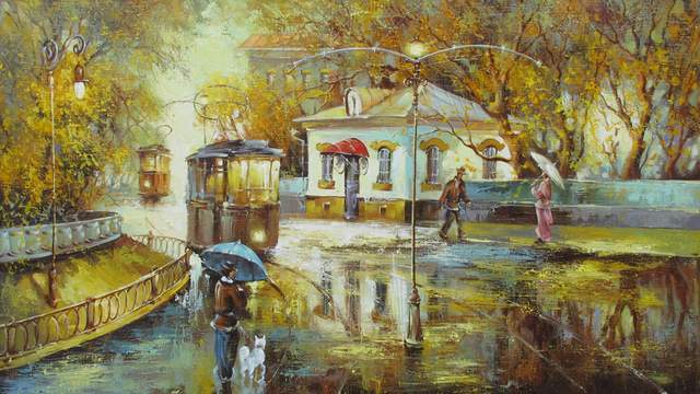 x90$俄罗斯画家尤里耶维奇的布面油画