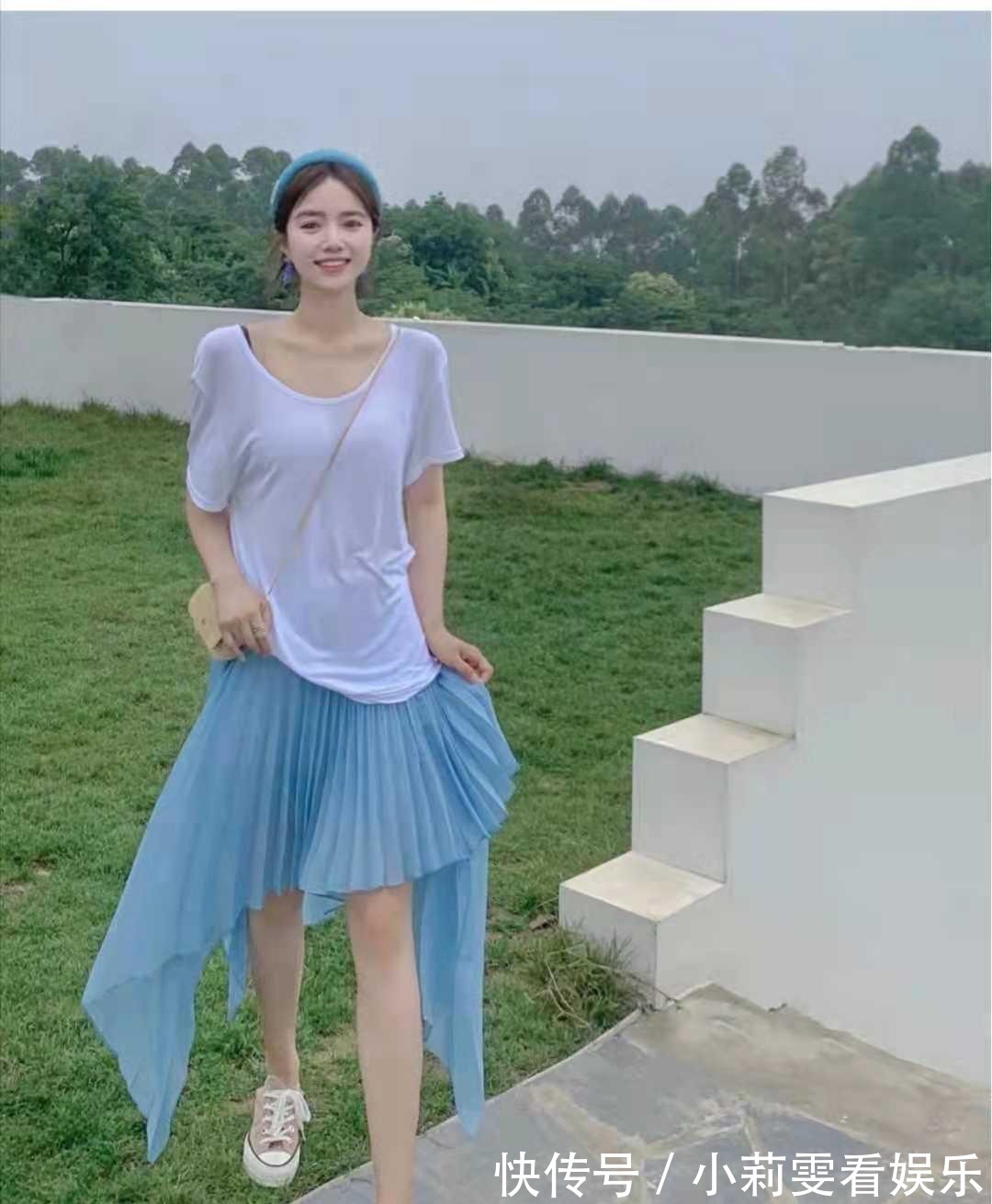 蓝色|蓝色裙子搭配什么颜色上衣好看