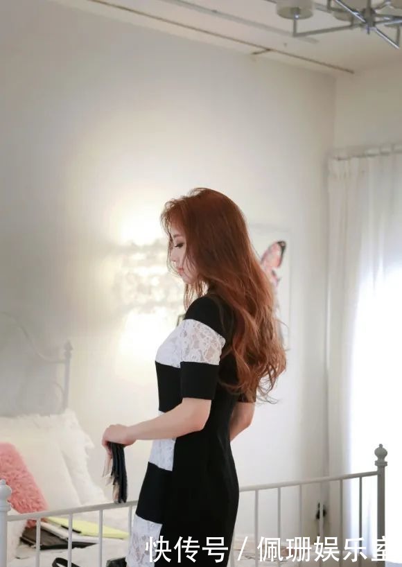 美图欣赏:孙允珠,气质拼色蕾丝修身包臀连衣裙