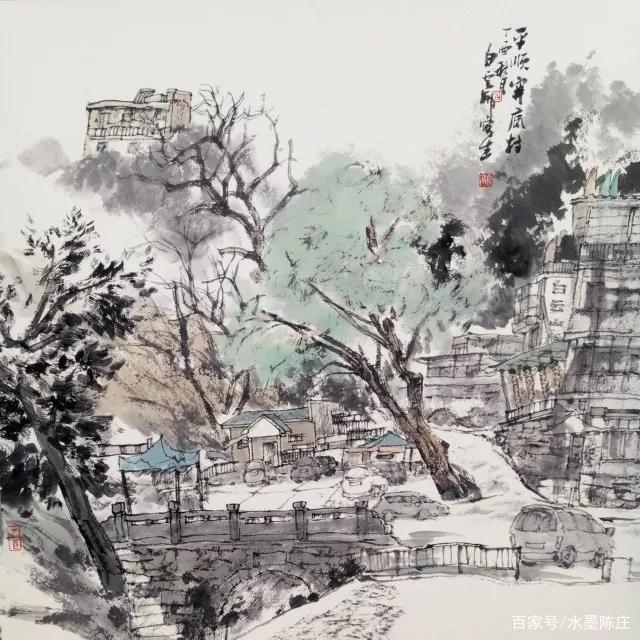 山水画家！最讲笔墨构造的山水画家｜白云乡水墨写生