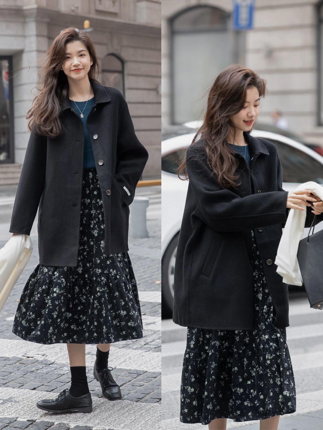 保暖 冬天别只会穿毛衣,试一试这件深灰色大衣,保暖还很有女人味!