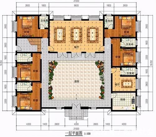 占地|农村二层四合院别墅效果图,带超大院子,在家建一栋养老足矣