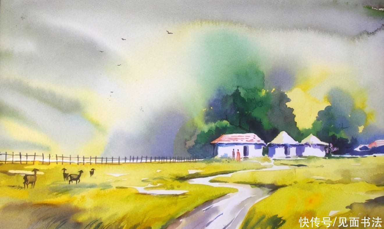  绘画|「愙斋书法」印度Elayaraja水彩绘画作品