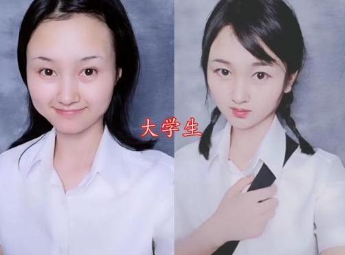 黑长直 大学生化妆前后,变化之大堪比整容,网友调侃:完全是判若两人
