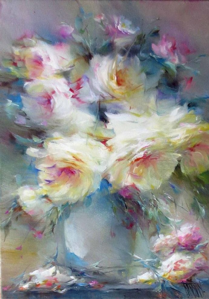 vladimir!俄罗斯画家弗拉基米尔· 巴比奇把花束画得如此之美,妖艳