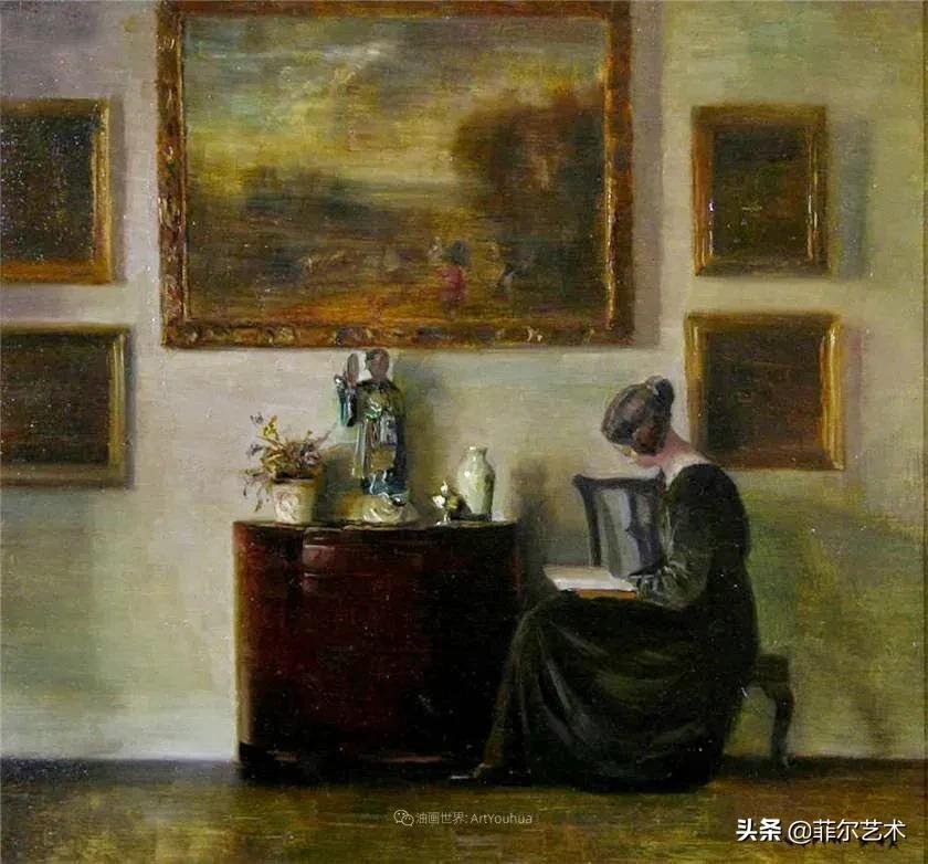 kol|丹麦画家卡尔·维尔赫姆笔下油画里安静的女子,奇妙的光影