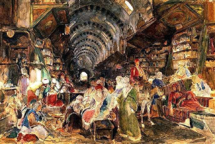 水彩画$英国水彩画约翰·弗雷德里克·路易斯的画风可谓是拉斐尔前派的先驱