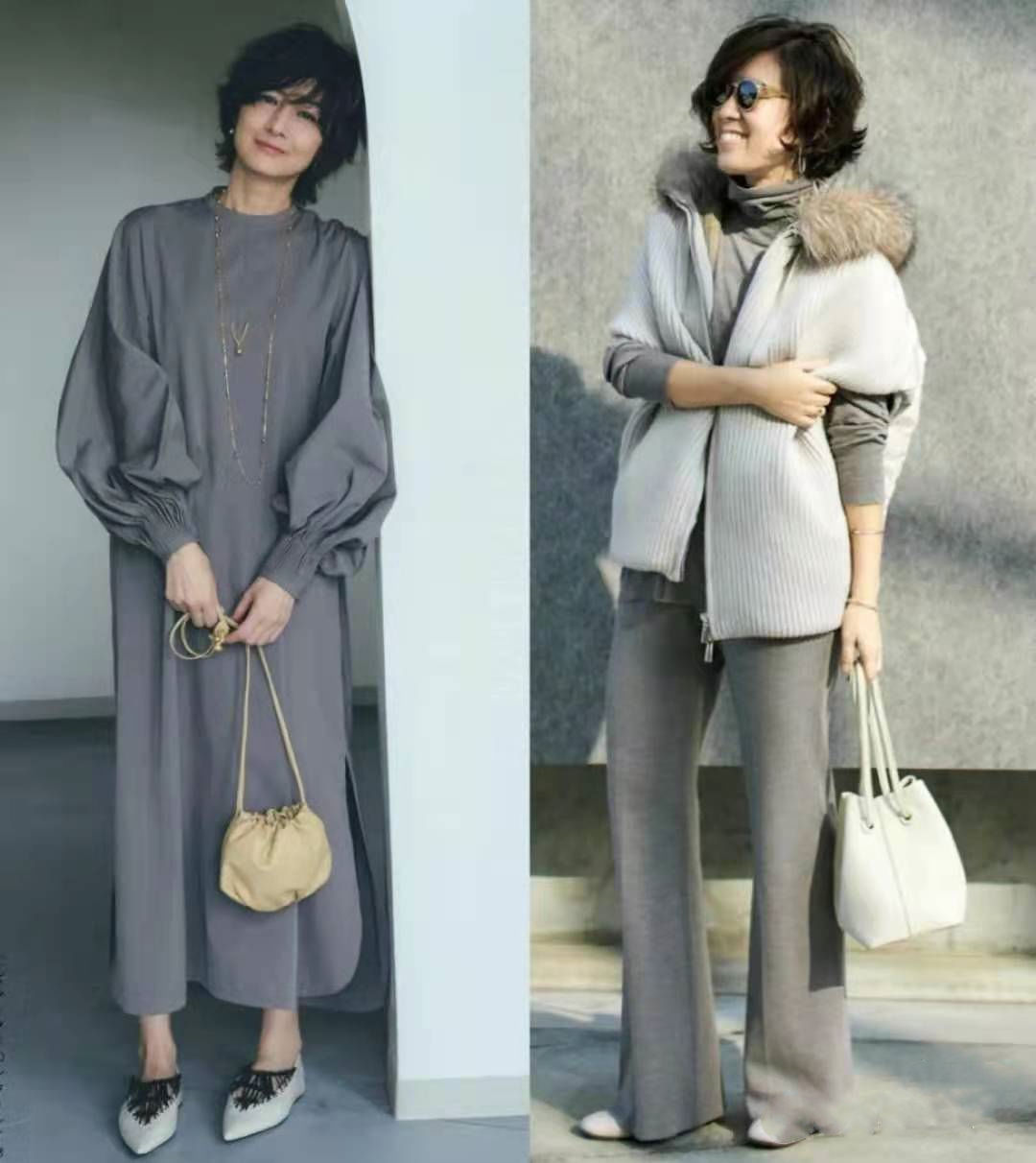 气质女神穿灰色，满屏高级轻熟风，会是你喜欢的style吗？