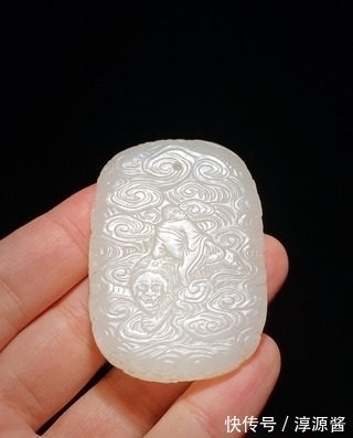 和田玉!清乾隆 和田玉籽料 白玉 罗汉 应真图 玉牌 挂件