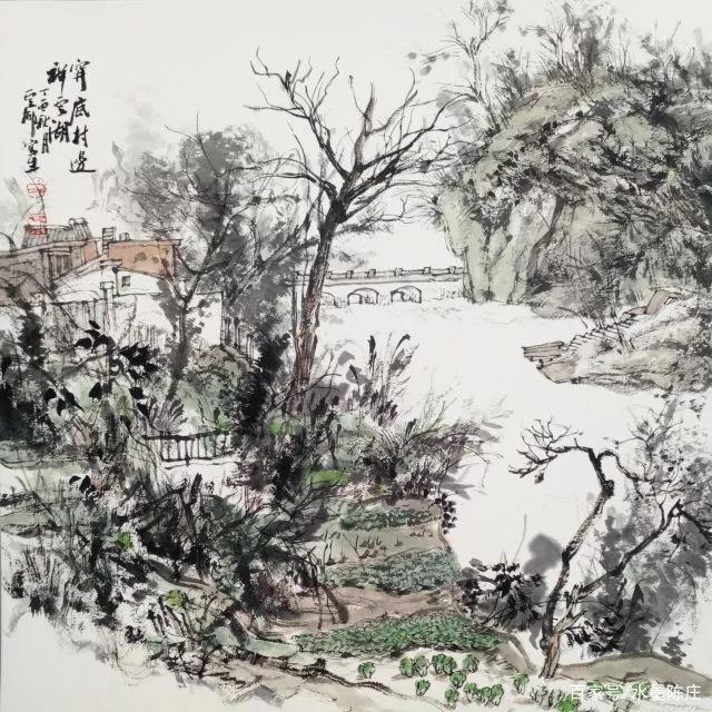 山水画家!最讲笔墨构造的山水画家|白云乡水墨写生