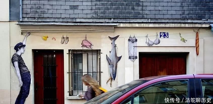 制作|法国艺术家制作的壁画 巴黎街头的幽默