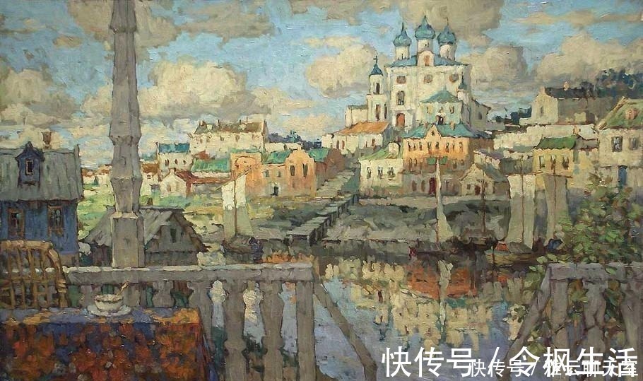 油画$俄罗斯印象派画家，康斯坦丁诺维奇加勒巴多夫，油画作品欣赏