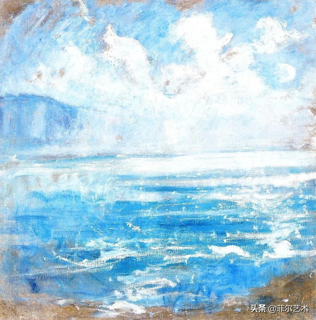 油画&这幅油画作品有着独特精致的构图,以及柔美优雅并带有诗意的风景