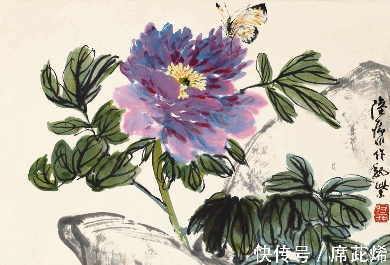 中国画#他一手花鸟得南田遗韵,清雅明丽,恰似清风徐来|陆抑非花鸟画