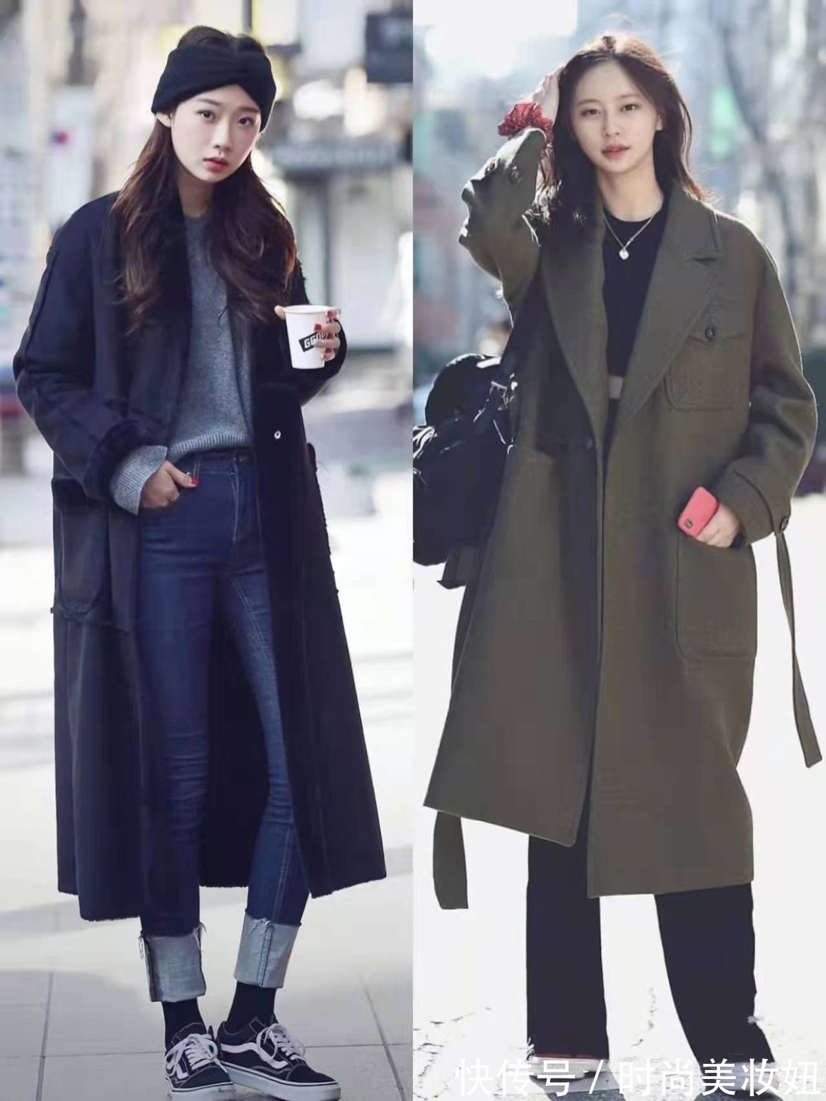 格纹 真正时髦的女人,大衣都不配打底裤,看韩国女生的穿搭就知道