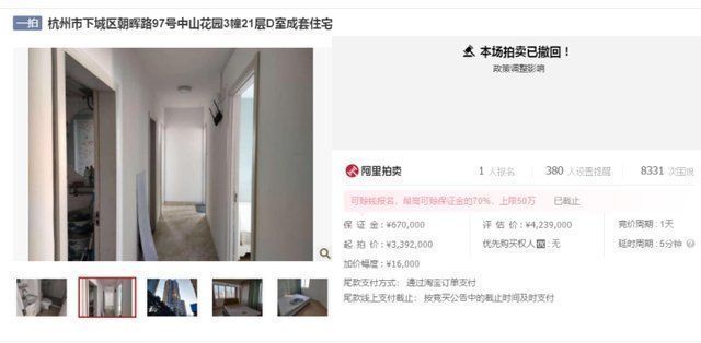 房源|调控大招显威力!杭州一法拍房“7折”成交少卖129万元