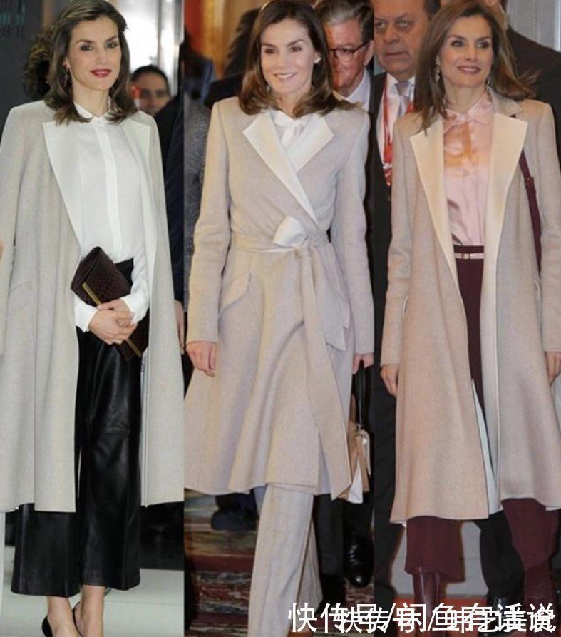 针织衫|西班牙王后盘起头发更惊艳,穿超长大衣优雅大气,这才是王室风范