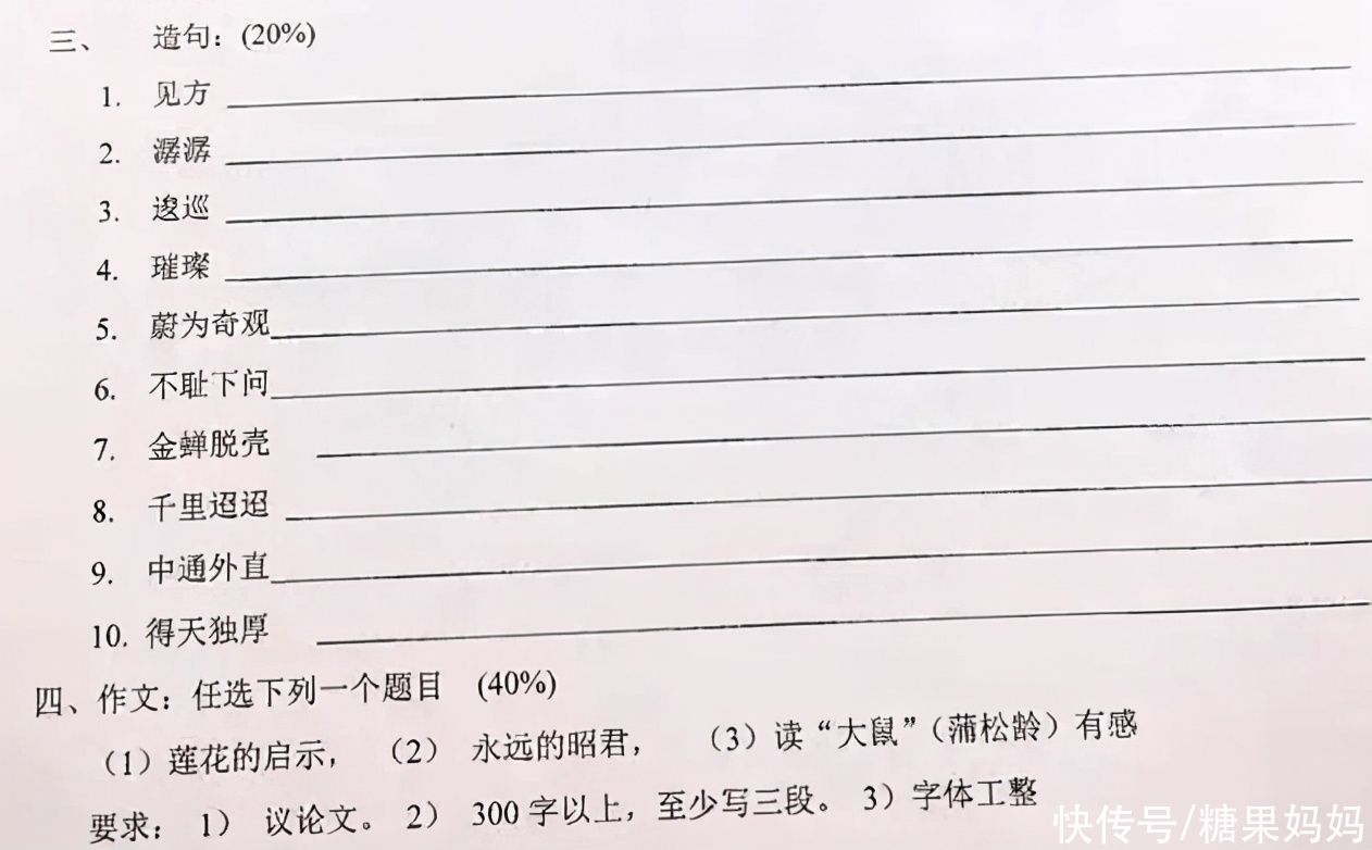 全算|外国中文考试都考啥？用“中通外直”造句，谁能把题目读全算我输