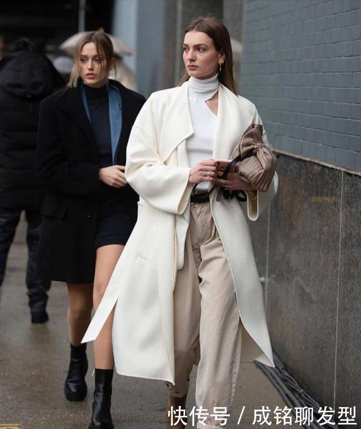 牛角扣|冬天大衣只买对的不买贵的,优雅时尚的白色长款,美得高级有腔调