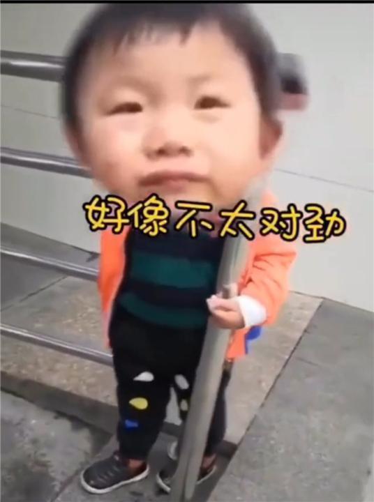 对话|“爸爸,我卡住了”,萌娃卡栏杆大哭,父子俩对话笑翻网友