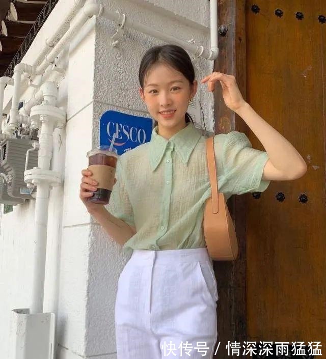小楠 清透感更清爽迷人!女生夏日浅牛油果色日常搭配推荐!