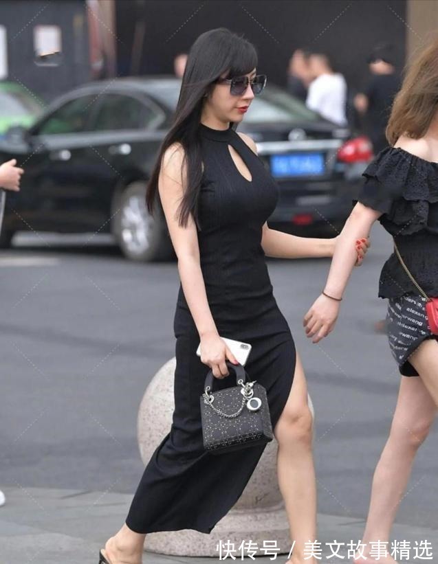 裙子 漂亮的黑色连衣裙搭配尖尖的高跟鞋,气质超群,穿着有神秘感!