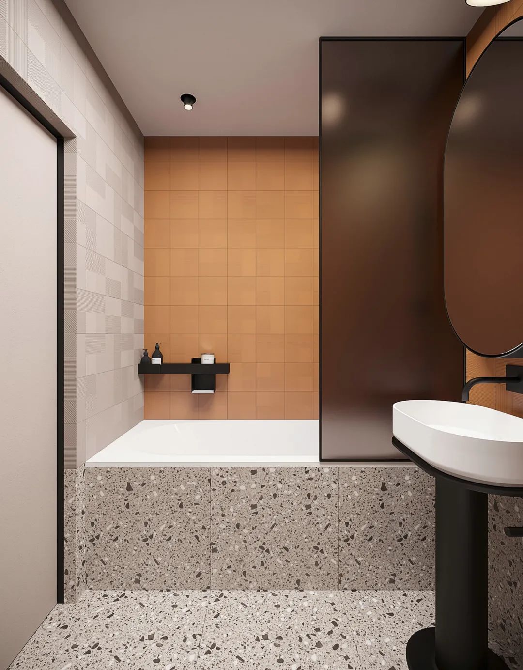 休闲椅|70㎡现代简约,沉稳高级灰,以橙色点缀,营造安静优雅的美