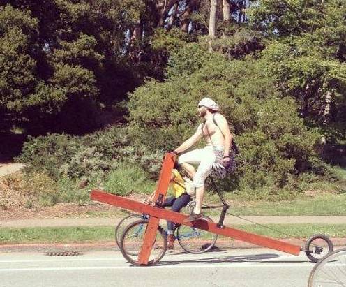 |搞笑图片幽默段子笑话大哥你的自行车也太别致了吧,自己做的啊