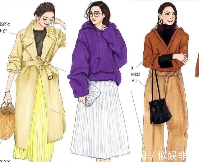 格纹 真人的搭配看烦了!来看下日本插画师momo,手绘秋冬穿搭