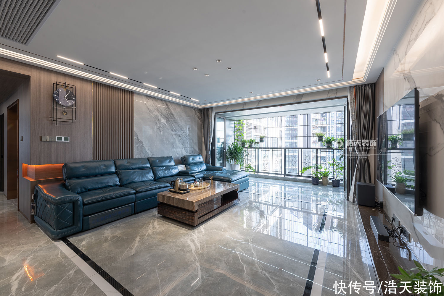 木栅格|200平实景案例，全屋大理石，太惊艳了
