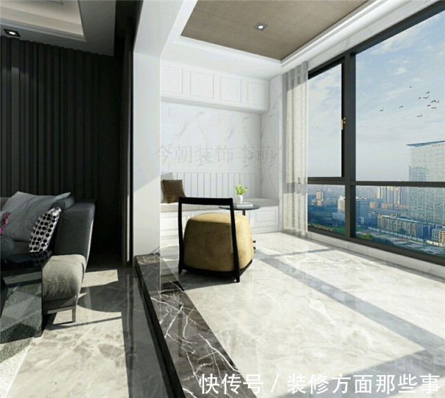 质感|?139平米现代灰色四居室,客餐厅设计有质感,大理石+木质