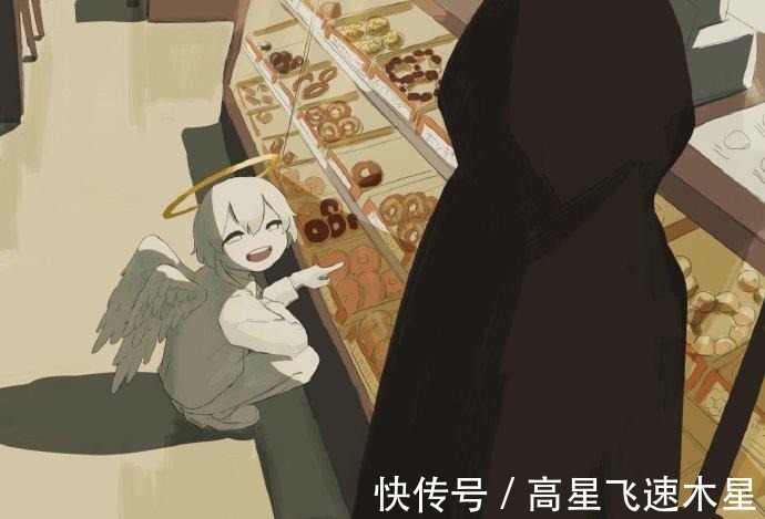 天使|治愈漫画《天使与死神》,甜食控天使遇上忠犬死神,这画面太有爱