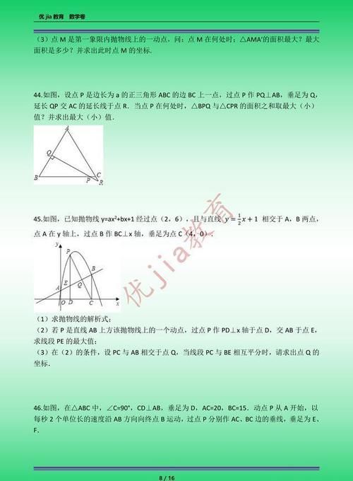 专题|中考专题：函数最值问题50题专题冲刺（图片版）附答案