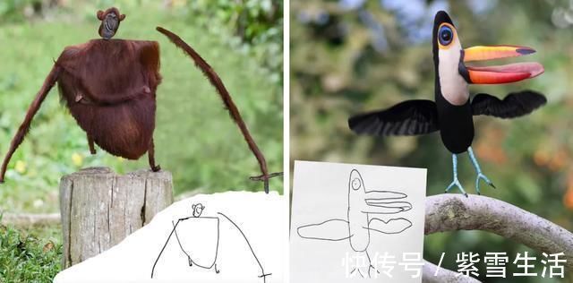 花式秀!儿子画成什么样,爸爸就能P成什么样子,花式秀父爱坐拥百万粉丝