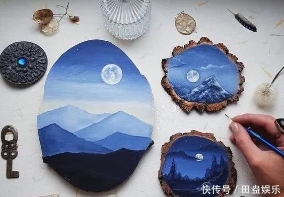 废弃的木头切成了片,竟然这么多地方都用得到,DIY手工绘画