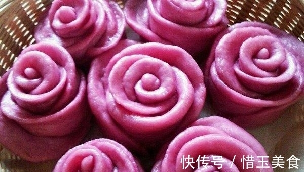 纯牛奶|紫薯玫瑰包的家常做法,简单好做,家里老人小孩都爱吃