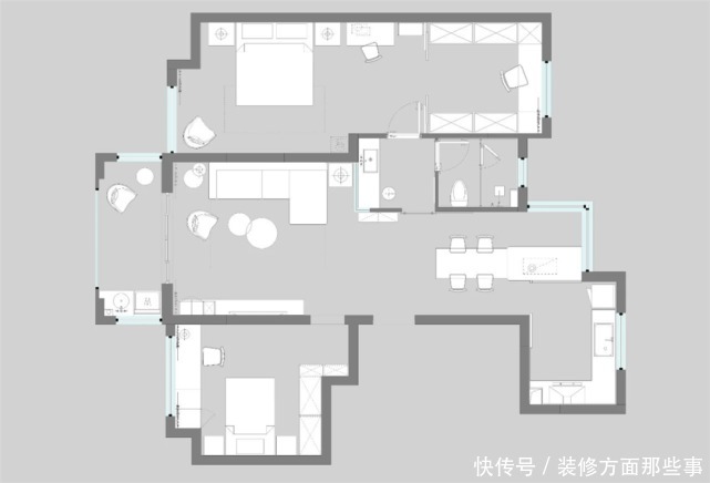 地毯处|126平现代风三居室，卧室蓝紫渐变的床头墙布设计太漂亮了