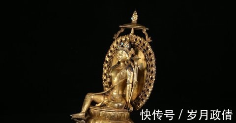绿松石$清早期,铜鎏金绿度母造像