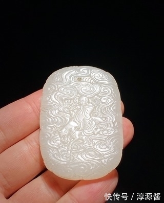 和田玉!清乾隆 和田玉籽料 白玉 罗汉 应真图 玉牌 挂件
