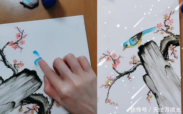 满分|美术生又“作妖”，不用画笔也能作画，老师这神操作我给满分