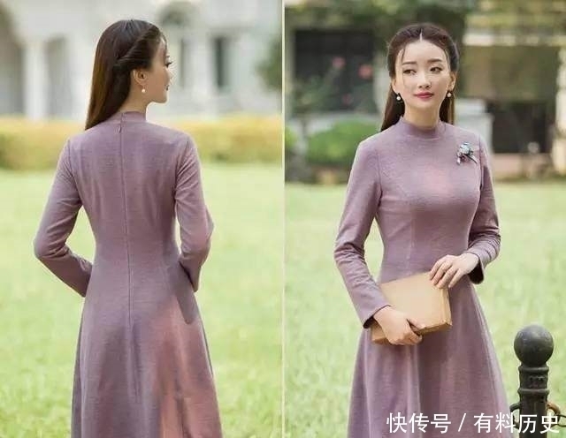 一条裸紫色的连衣裙,美女简直不要太性感!