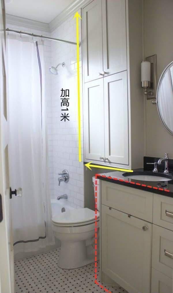 台面|我咋没想到,把L型洗漱台加高1米打柜子,双倍收纳跟别人不一样