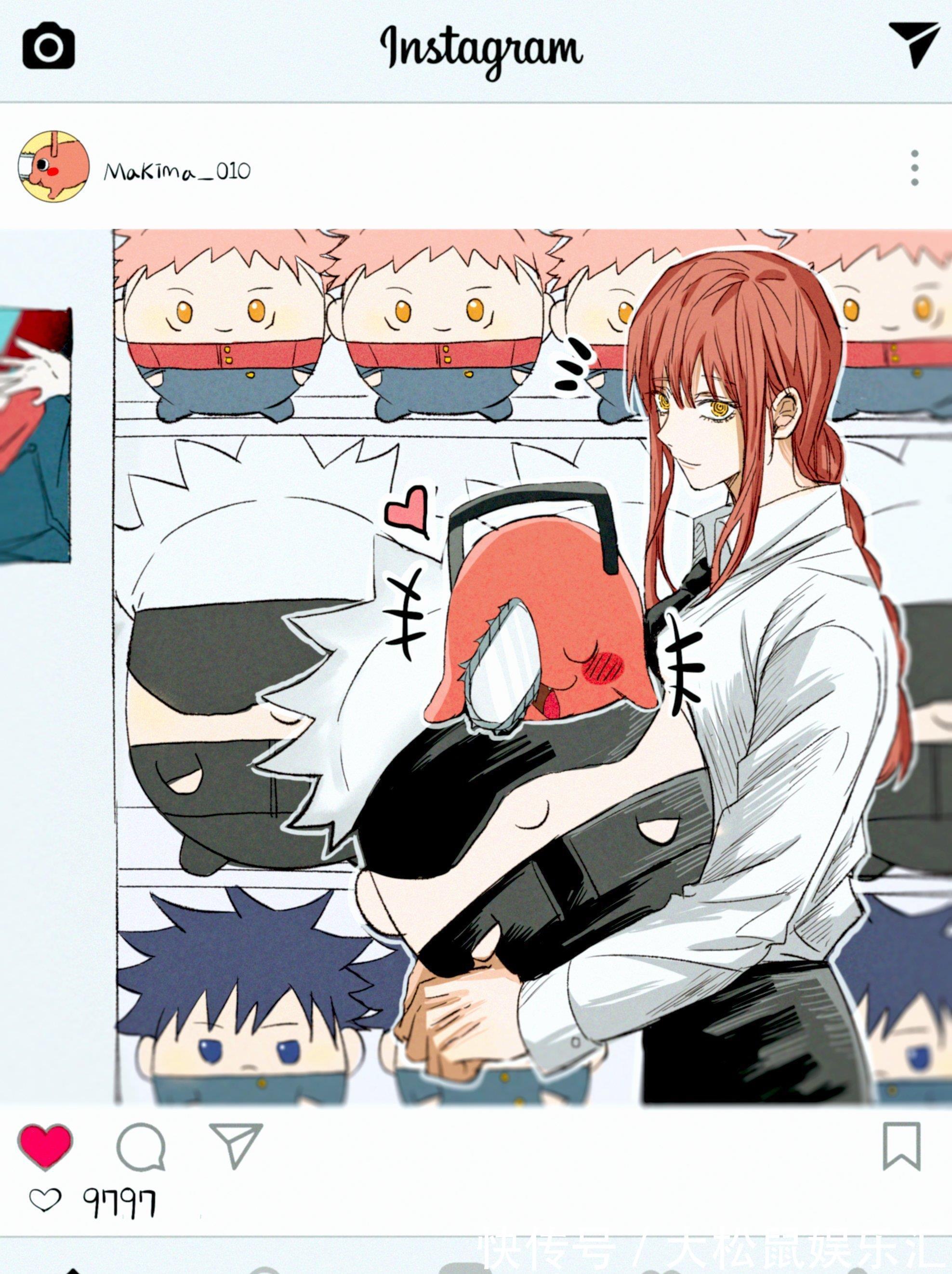 猫猫|五条悟和玛奇玛同框，画师绘制联动小漫画，毫无违和感