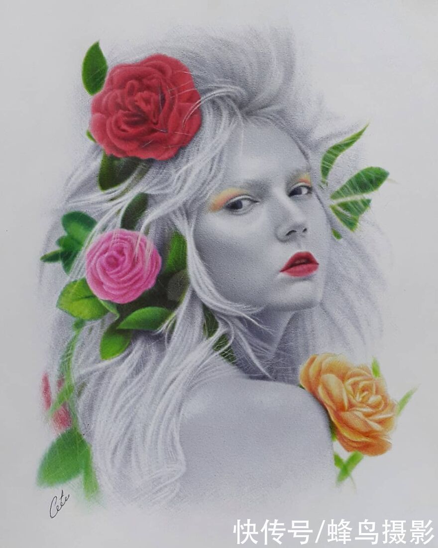 肖像&有这水平还要相机干嘛?30张圆珠笔画,图1画了一个月细到毛孔