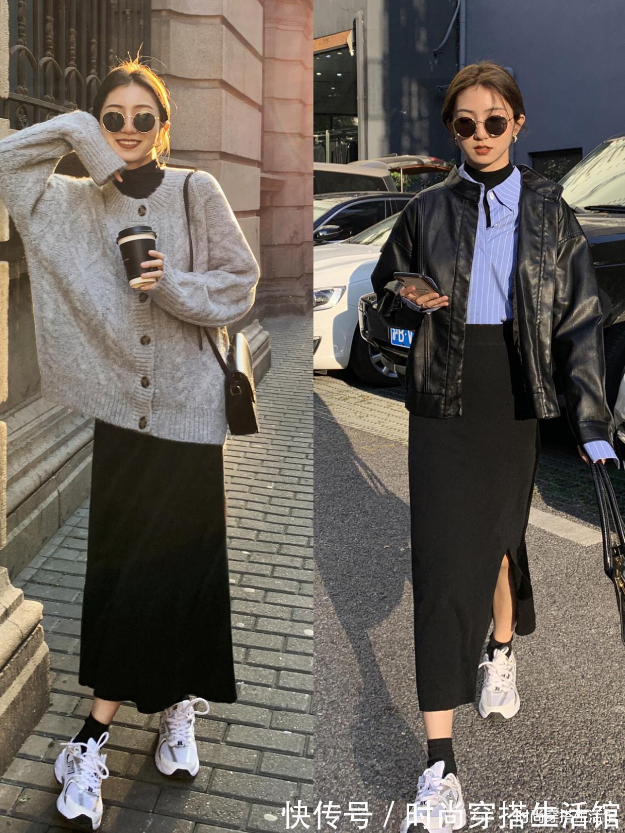 时髦|毛衣+半裙=2021年“万能”搭配公式,保暖时髦又减龄,谁穿谁美
