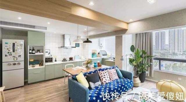 电视柜|85㎡小复式，开放式客餐厨十分敞亮，木凳电视柜个性又可爱